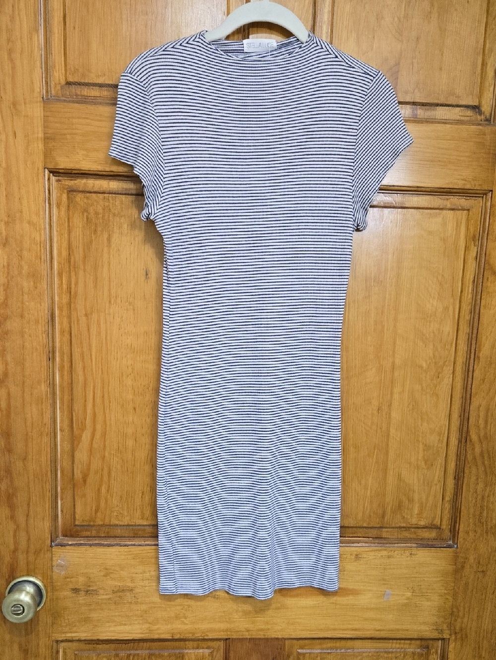 Stella Luce Navy & White Striped Midi Bodycon Dress